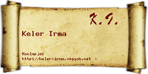 Keler Irma névjegykártya